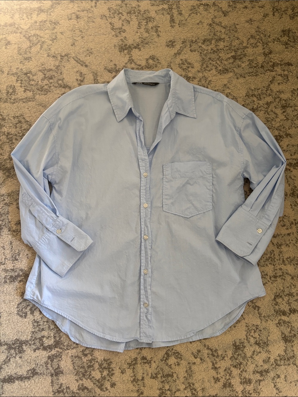Zara Light Blue Casual Button-Down Shirt